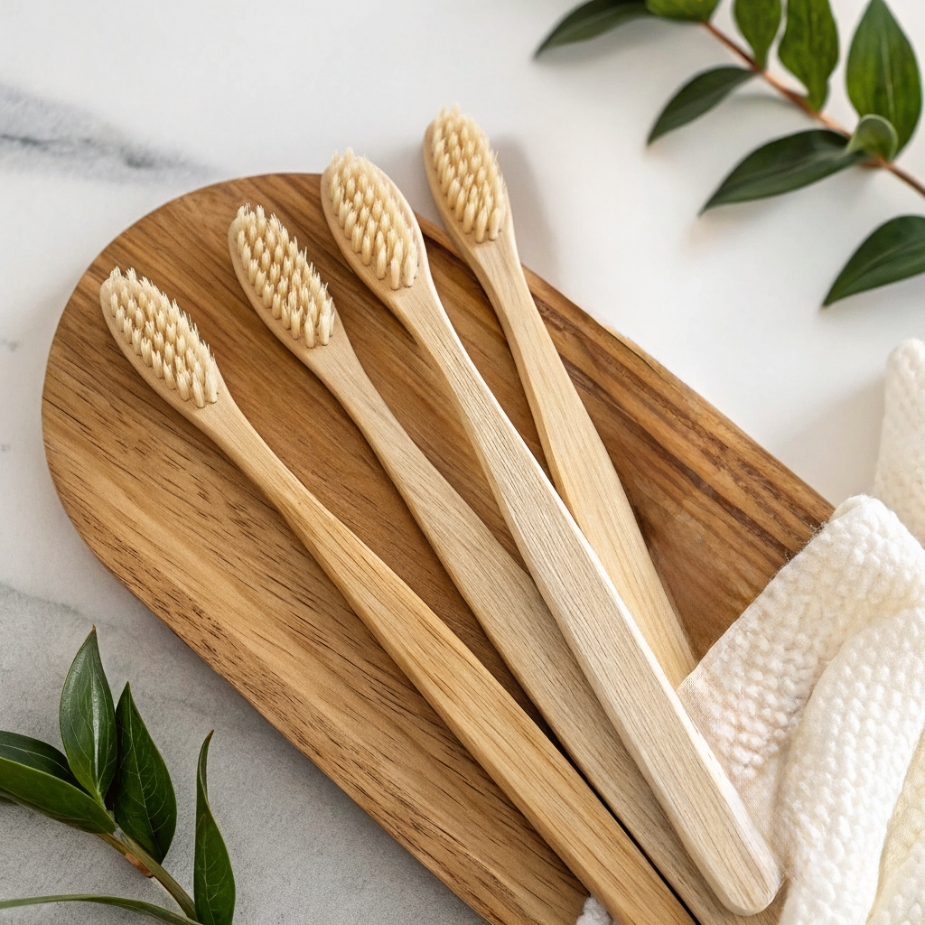 Boar Hair Bristle Bamboo Toothbrush (4 Pack)